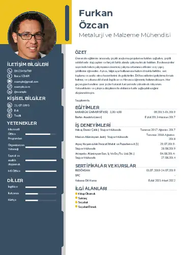 Metalürji Ve Malzeme Mühendisliği Cv Örnekleri cv indir